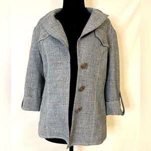 Vintage Laura Petite Faux jean 3/4 sleeve blazer jacket with lapel style collar